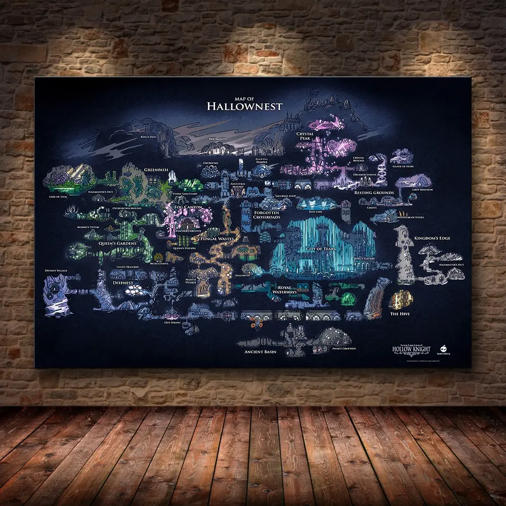 Star Map Poster - Hollow Knight Hallownest Karten-Spiel-Poster HD Leinwand