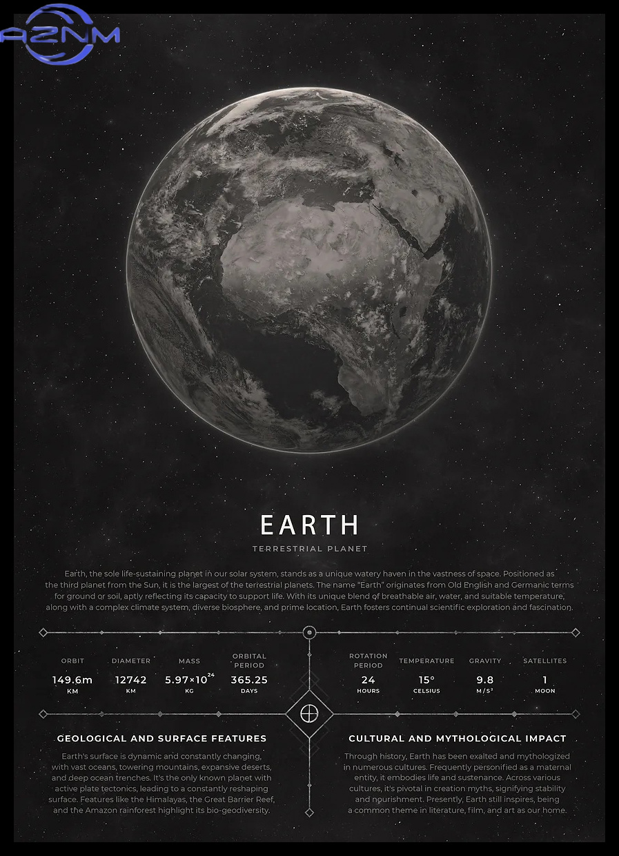 Star Map Poster - AZNM Vintage Ästhetisches Weltraum-Poster Retro Planeten-Informationsdruck