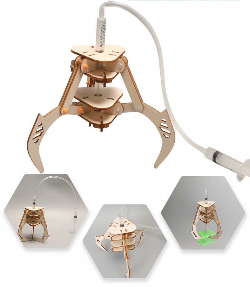 Science Project Kit - DIY-Stielkolben-Hydraulik-Mechanikgreifer-Modellspielzeug, Wissenschaftsexperiment-Spielzeugset für Kinder, Physik-Lehrmittel, Puzzle,